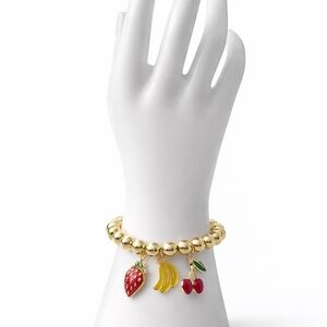 Stainless Steel Chunky Charm Bracelet with Fruit Charms – Adjustable